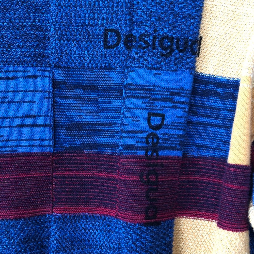 Desigual Vibrant Colour Block Blue Sweater - Picture 5 of 7
